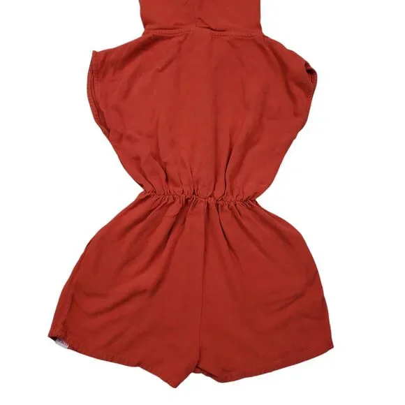 Pencil 1987 Hooded Romper Shorts Girls 4 Orange Half Zip Sleeveless Kids - Picture 11 of 11